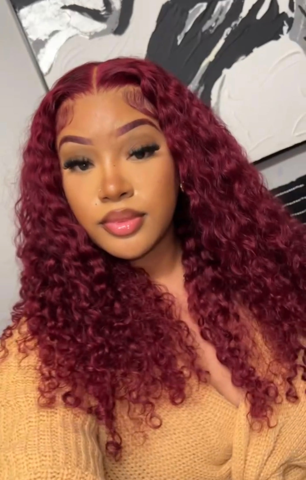 KARLAMI burgundy curly Wig